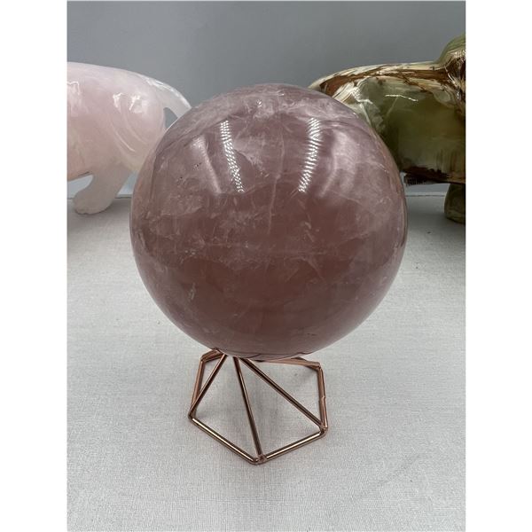 3.2 INCH  81.7 MM  ROSE QUARTZ SPHERE