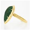 Image 7 : NEW 18K Gold 9.99 ctw GIA Carved Scalloped Pear Cabochon Emerald Cocktail Ring