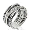Image 5 : David Yurman Sterling Silver Pave Diamond & Cable Crossover Wide Band Ring