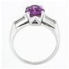 Image 5 : Vintage Platinum 2.51 ctw GIA NO HEAT Round Purple-Pink Sapphire & Diamond Ring