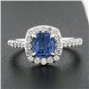 Image 2 : NEW Platinum 1.89 ctw GIA NO HEAT Cushion Blue Spinel Brilliant Diamond Halo Rin