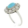 Image 9 : Antique Victorian 18k Gold Oval Cabochon Turquoise w/ Mine Cut Diamond Halo Ring