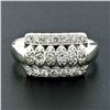 Image 2 : Antique Late Art Deco 14k White Gold.50 ctw Old Diamond Wide Statement Band Ring