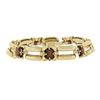 Image 3 : Vintage Retro 14K Yellow Gold 7.5" 10 ctw Garnet Floral Open Tube Link Bracelet