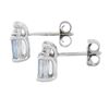 Image 3 : New 10K White Gold 0.90 ctw Prong Set Oval Aquamarine & Diamonds Stud Earrings