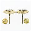 Image 4 : Unique Vintage 14k TT Gold 0.94 ctw Diamond Domed Grooved Button Stud Earrings