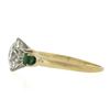 Image 7 : Antique 18k Gold & Platinum 2.02 ctw GIA European Diamond w/ Emerald 3 Stone Rin