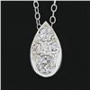 Image 3 : Antique Art Deco 14k Gold 0.50 ctw Pave Diamond Tear Drop Slide Pendant w/ Chain