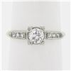 Image 1 : Vintage 14k Gold Palladium .54 ctw Old European Diamond Solitaire Engagement Rin