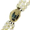 Image 3 : 14.5" 3 Row Pearl Strand Necklace w/ 10k Gold Turquoise Twisted Wire Push Clasp