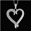 Image 6 : 14K White Gold 16".20 ctw Round Pave Diamond Petite Heart Slide Pendant Necklace