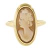 Image 4 : Vintage 10k Yellow Gold Elongated Oval Carved Shell Cameo Cocktail Ring