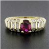 Image 8 : 18K Yellow Gold 1.43 ctw GIA Oval Red Ruby & Baguette Diamond Engagement Ring