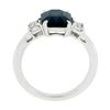 Image 9 : Platinum GIA Octagonal Greenish Blue NO HEAT Sapphire & Diamond 3 Stone Ring