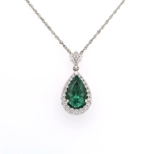 18K WG Designer Pendant & Chain Tourmaline