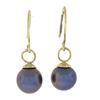 Image 5 : Classic 14k Yellow Gold 8.3mm Round Gray Tahitian Pearl Dangle Hook Earrings