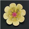 Image 4 : Antique Victorian 14k Gold GIA Lab Grown Old Round Ruby Flower Star Pin Brooch