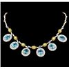 Image 2 : 42.82 ctw Blue Zircon and Diamond Necklace - 14-18KT White And Yellow Gold