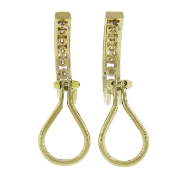 Classic 14K Yellow Gold 0.42 ctw Round Channel Diamond Huggie Cuff Omega Earring