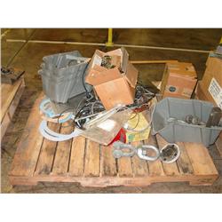 HOOKS, CLEVISES, POWER CONDITIONERS, CLIPS, BENCH (6X)