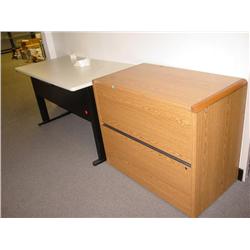 DESK & TABLE, 2 DRAWER LATERAL FILE, TABLE (5X)
