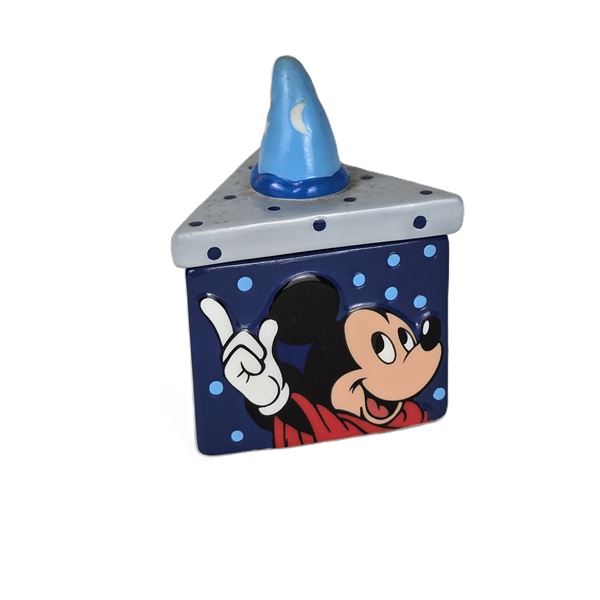 A Small Ceramic Triangle Sorcerer Mickey Trinket Box.