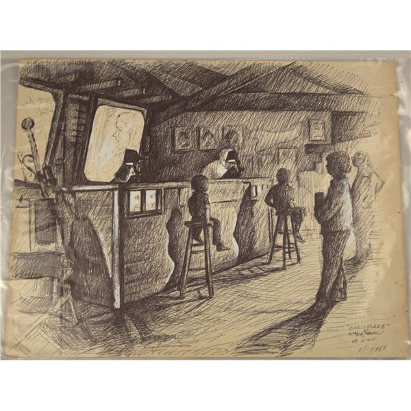 A Rare Pen and Paper Drawing of Disney Artists at Work.