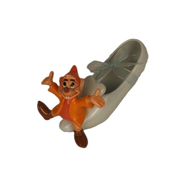 A Porcelain Figure of Jaq Sitting on Cinderella's Glass Slipper.