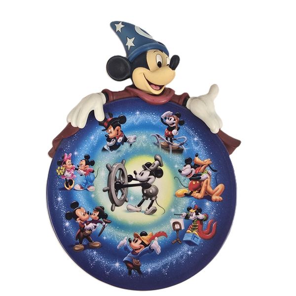 A Limited Edition 75th Anniversary of Mickey Mouse Collector Plate with 3-D Sorcerer Mickey Hanger.