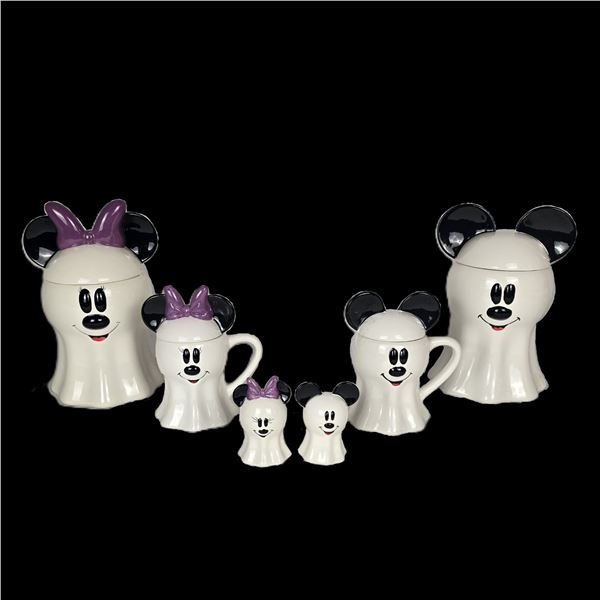 A Mickey and Minnie Mouse Ghost Porcelain Kitchenalia Set.