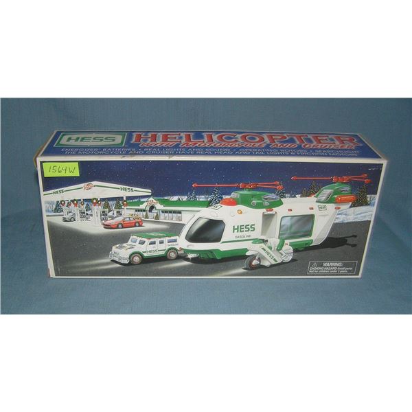 Hess helicopter with motorcycle and cruiser with original box