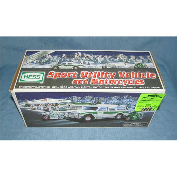 Vintage Hess Sport utility vehicle and motorcycle