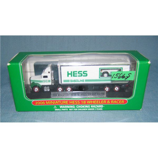 Vintage Hess mini 18 wheeler and race car