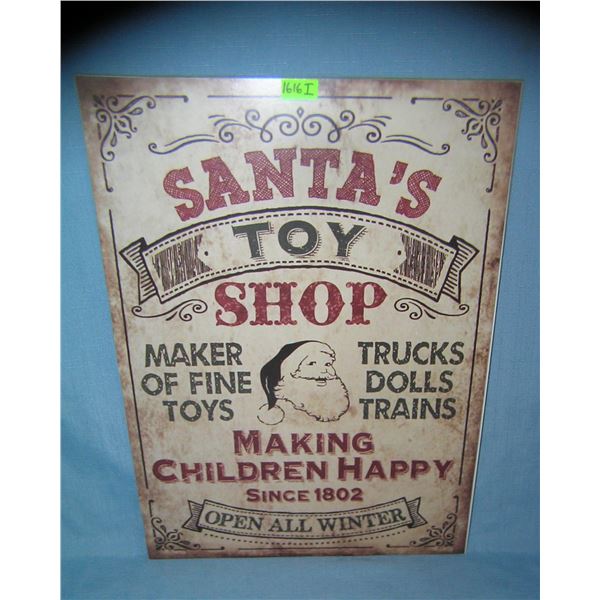 Santa's Toy Shop retro style advertising sign