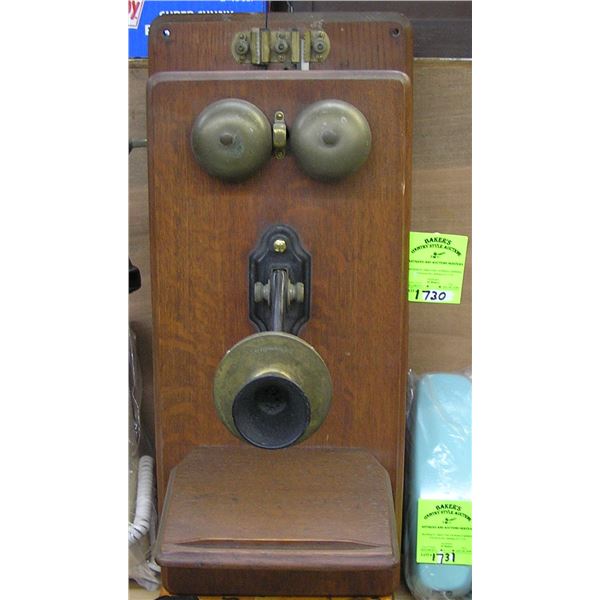 Vintage oak wall mount telephone