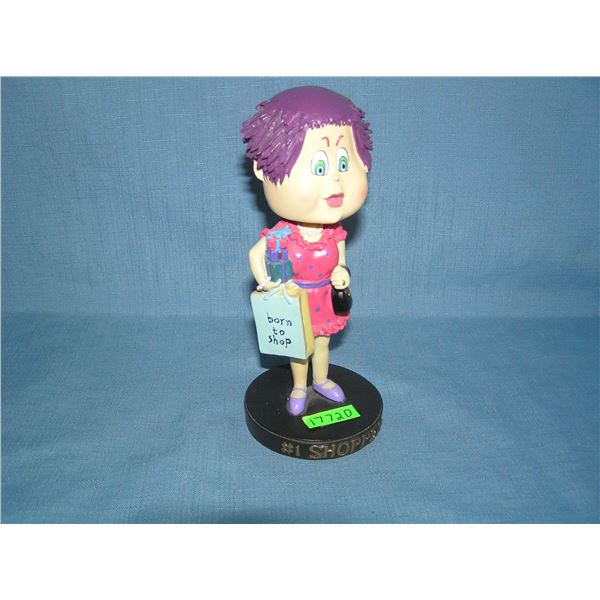 Number 1 shopper bobble head figure "Born to Shop"