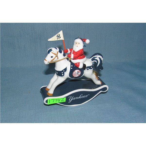 NY Yankees Santa riding a rocking horse Danbury Mint