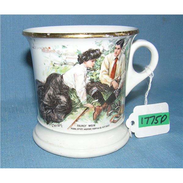 Antique golfing themed shaving mug