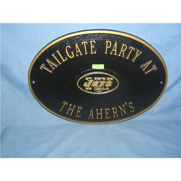 NY Jets heavy tail gate party wall plaque