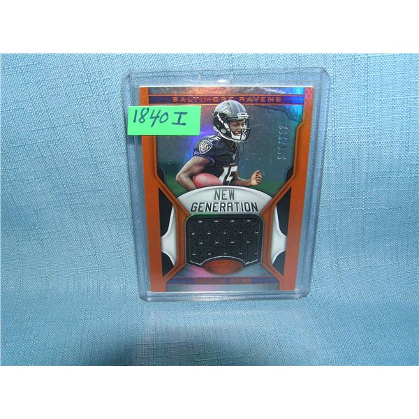 Marquise Brown rookie game used material insert football card