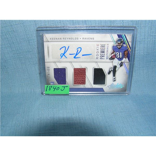 Keenan Reynolds autographed game used material insert rookie football card