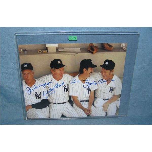 Autographed Mickey Mantle, Joe Dimaggio, Whtey Ford, and Billy Martin 8 by 10 photo