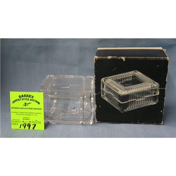 Crystal trinket box marked Cunard