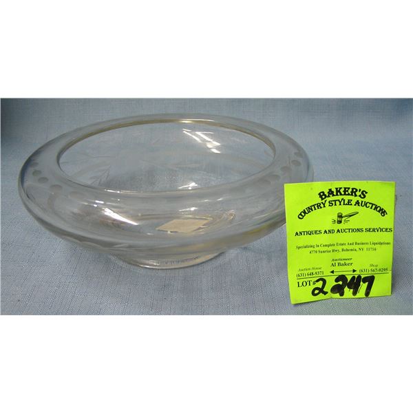 Hand etched crystal bowl
