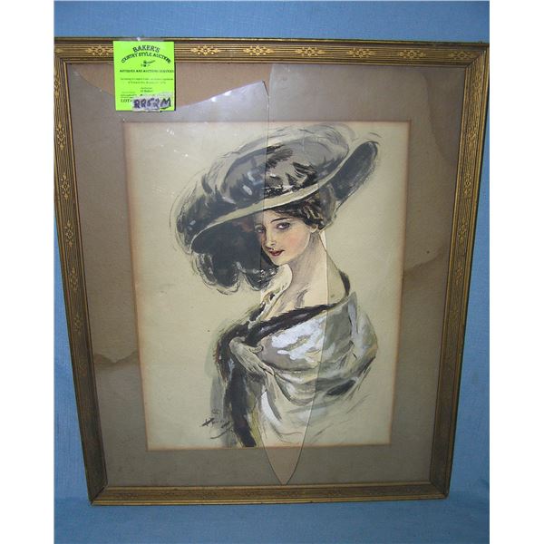 Early watercolor of a sophisticated woman