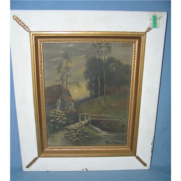 Antique oil on canvas painting signed Wm. Clay