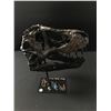 Image 1 : JURASSIC PARK CAST IRON T REX SKULL SIGNED BY DERN,NEIL,PRATT,HOWARD,GOLDBLUM (KB COA