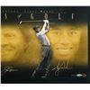 Image 2 : Tiger Woods, Jack Nicklaus & Arnold Palmer Autographed Framed 'Legends of Golf' 12x30 Photo Beckett