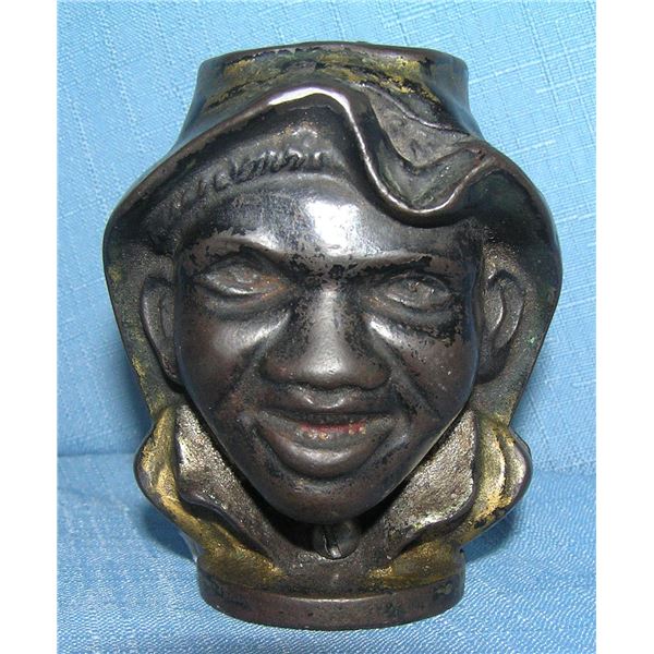 Antique cast iron 2 faced double sided black boy bank