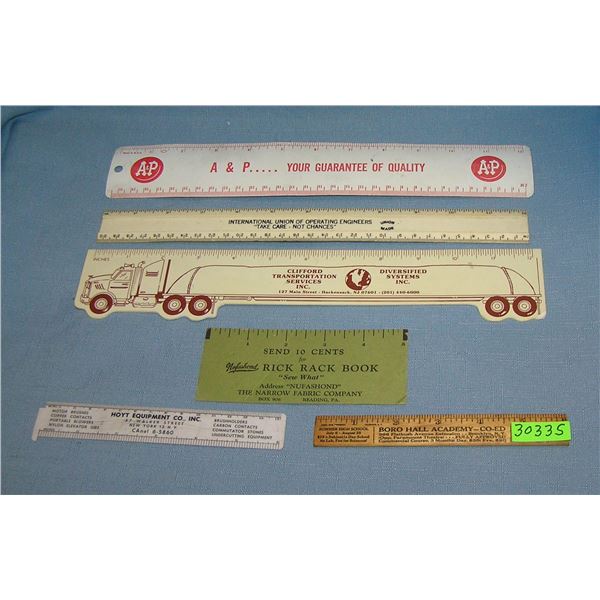 Group of 6 advertising rulers